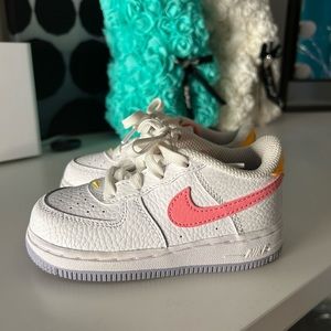 Nike Air Force Ones. White/Pink/Orange. EUC.